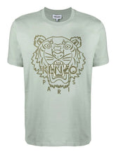 Kenzo Light Green Tiger Embroidered T-shirt